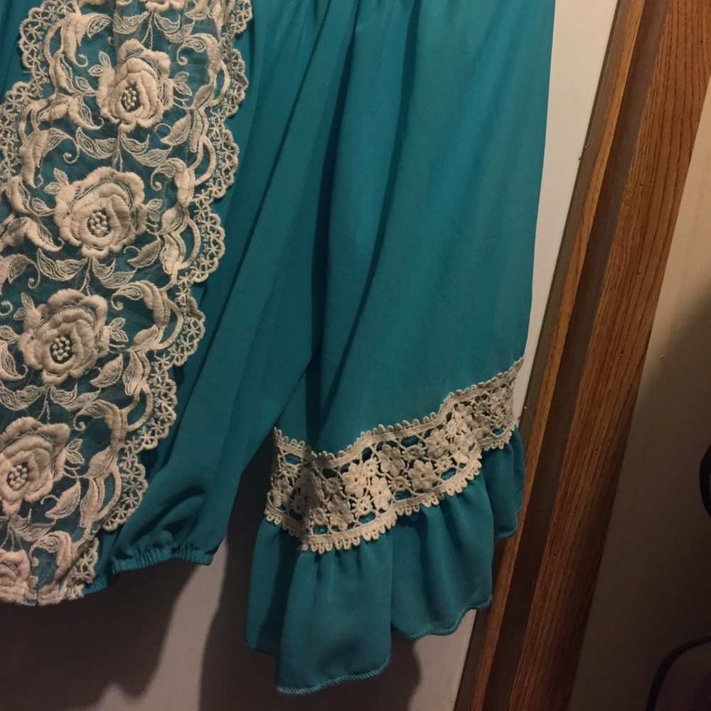 SOLD on Mercari NWOT Turquoise Sheer Top - Small - Picture 4 of 8